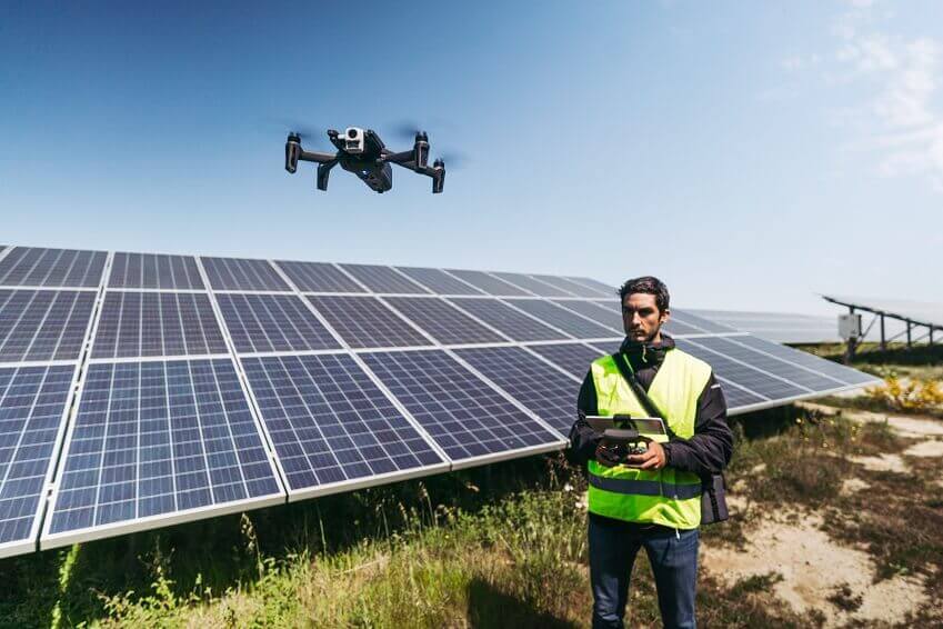 Drone solar panel store inspection